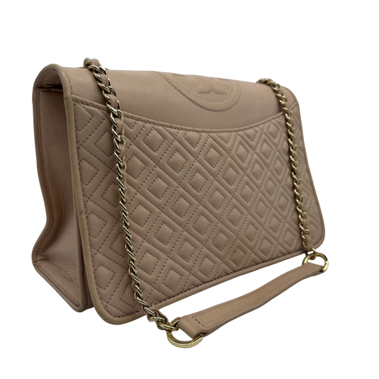 Tory Burch Beige Quilted Chain Shoulder Bag exudes timeless elegance