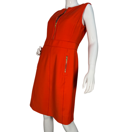Tory Burch Bright Orange Sleeveless Zip-Front Dress