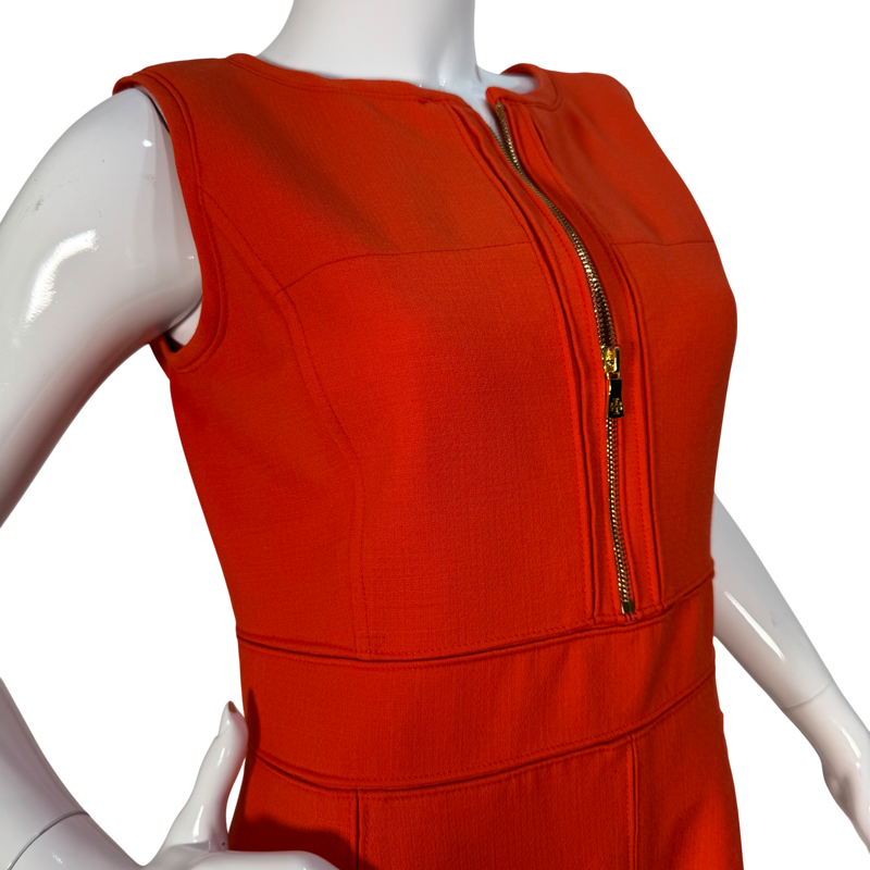 Load image into Gallery viewer, Tory Burch Bright Orange Sleeveless Zip-Front Dress
