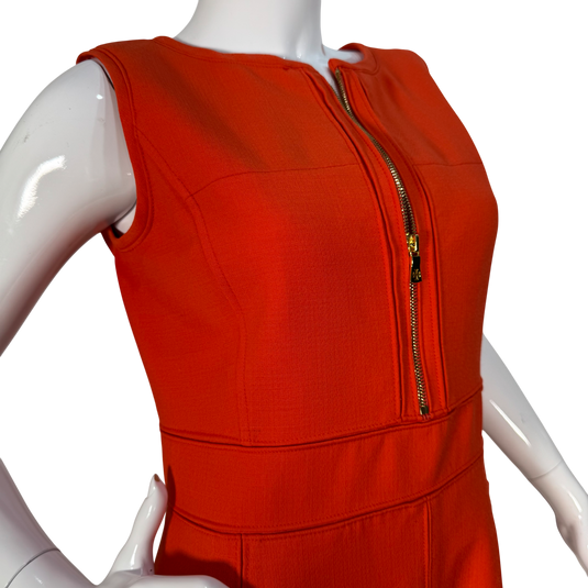 Tory Burch Bright Orange Sleeveless Zip-Front Dress