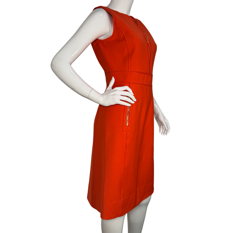 Load image into Gallery viewer, Tory Burch Bright Orange Sleeveless Zip-Front Dress
