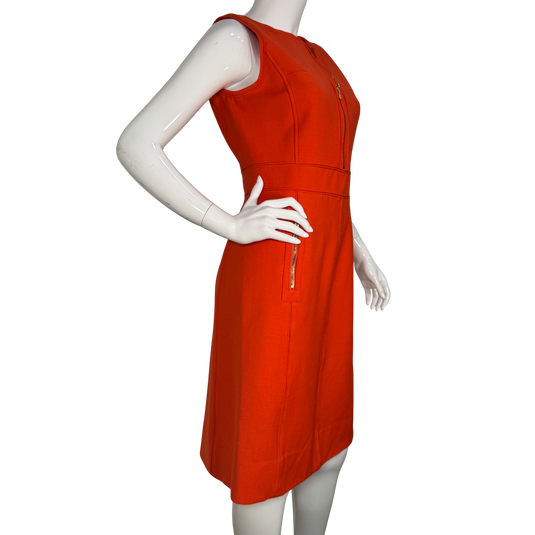 Tory Burch Bright Orange Sleeveless Zip-Front Dress