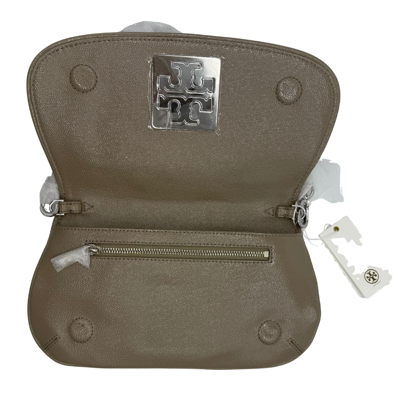 Load image into Gallery viewer, Brown handbag with a silver logo on a white background
