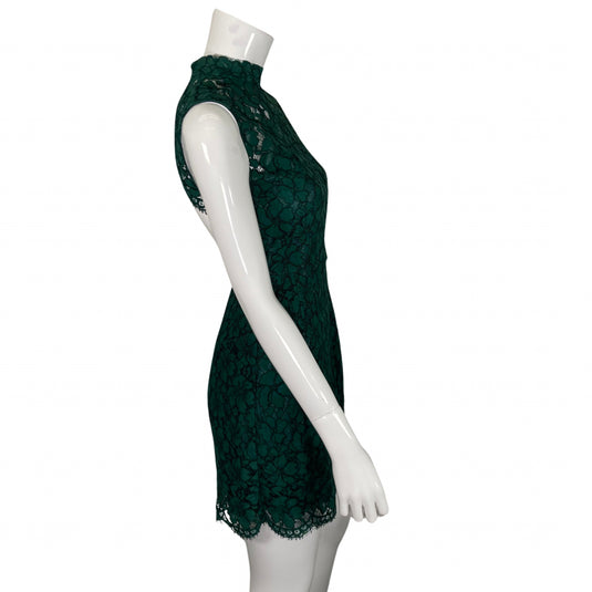 Sandro Paris Green Lace Sheath Dress on mannequin side view