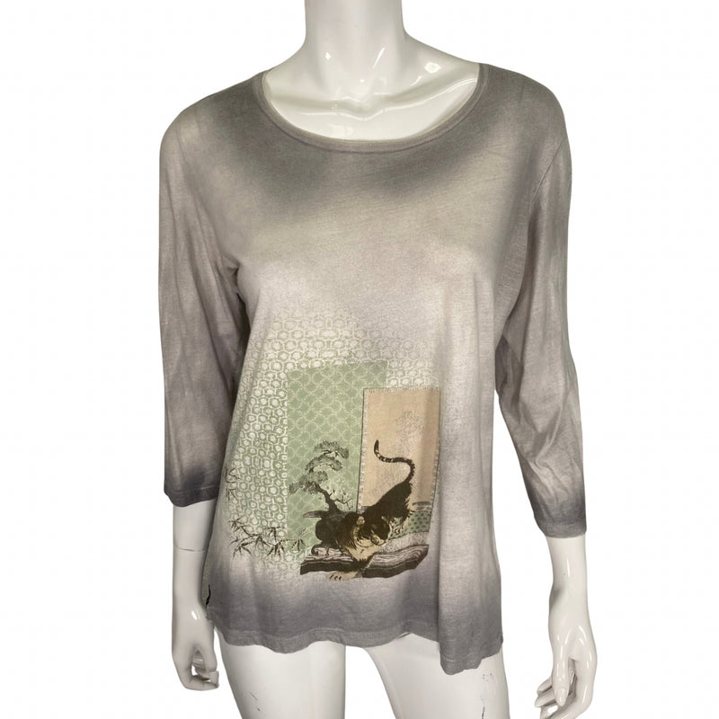 Load image into Gallery viewer, Citron Gray Tiger Quarter Sleeve Shirt on mannequin front view
