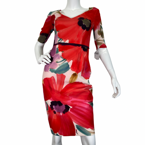 Trina Turk Watercolor Floral Dress is a vibrant, eye-catching piece with a bold floral pattern - front view