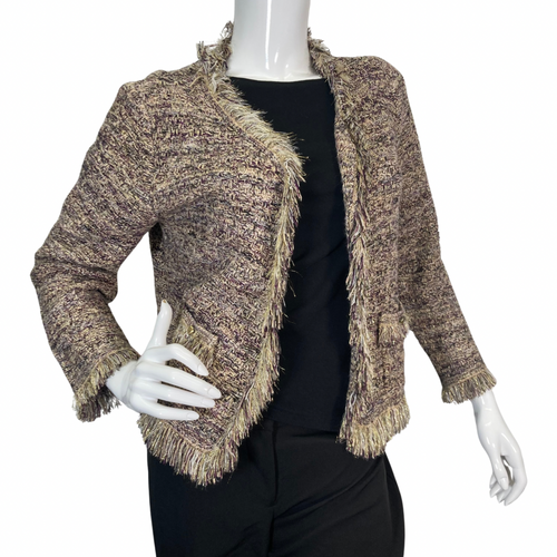 Cache Knit Cardigan with Golden Accents