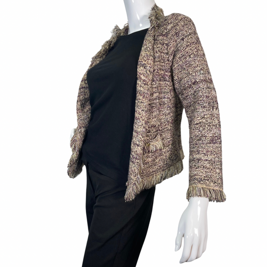 Cache Knit Cardigan with Golden Accents