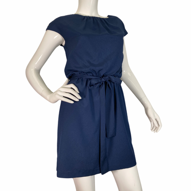 Guess Los Angeles Navy Blue Dress with Self-tie Belt dress exudes effortless elegance with its timeless design front view