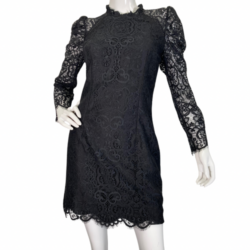 Lilly Pulitzer Elegant Mini Black Lace vintage-inspired dressDress front view