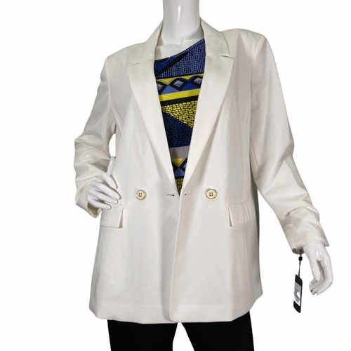 A sleek donated Tommy Hilfiger White Blazer with a structured, tailored fit front view