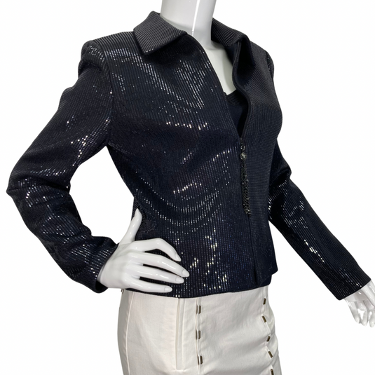 St. John Black Evening Shimmery Jacket and Top stunning matching set front view
