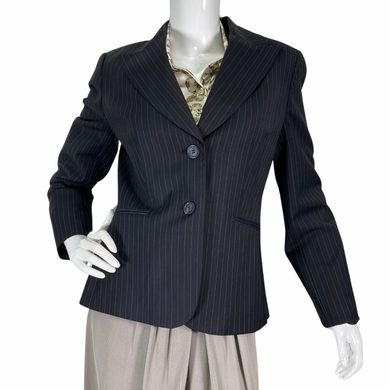 Formal and stylish Ann Taylor Petites Pin-Striped Blazer front view