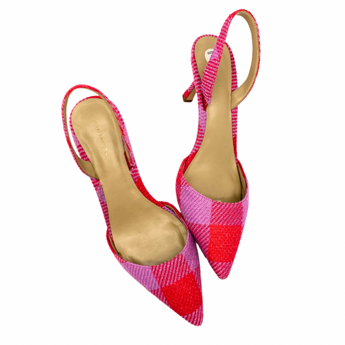 Ann Taylor vibrant Red & Pink Checkered Slingback Heels