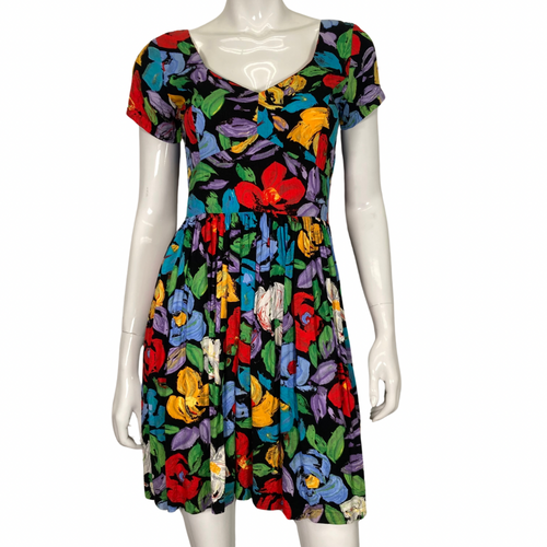 Jam's World Vibrant Floral Dress is a colorful and cheerful piece that embodies the essence of tropical, island-inspired fashion front view