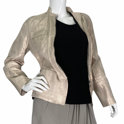 Per Se by Carlise Golden Shimmer Blazer-Jacket opened front view