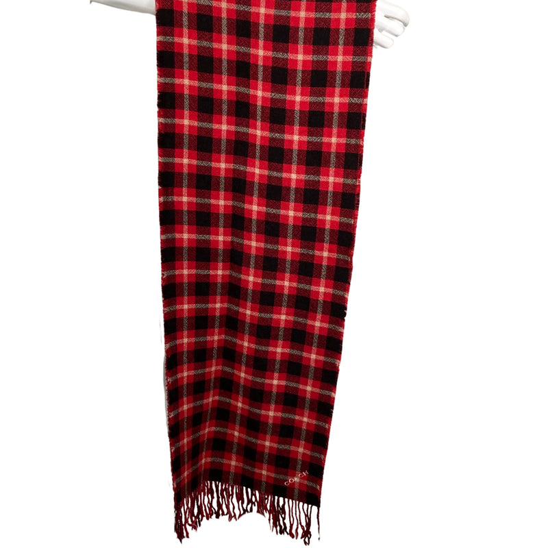 Load image into Gallery viewer, Coach Black and Red Monogram Scarf back side featuring checkers design of red and black
