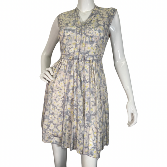 Rebecca Taylor Delicate Daisies Dress is a sleeveless, knee-length dress with a delicate floral print - front view