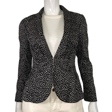 Nina Ricci White Polka Dot Blazer with fitted flattering silhouette, front view