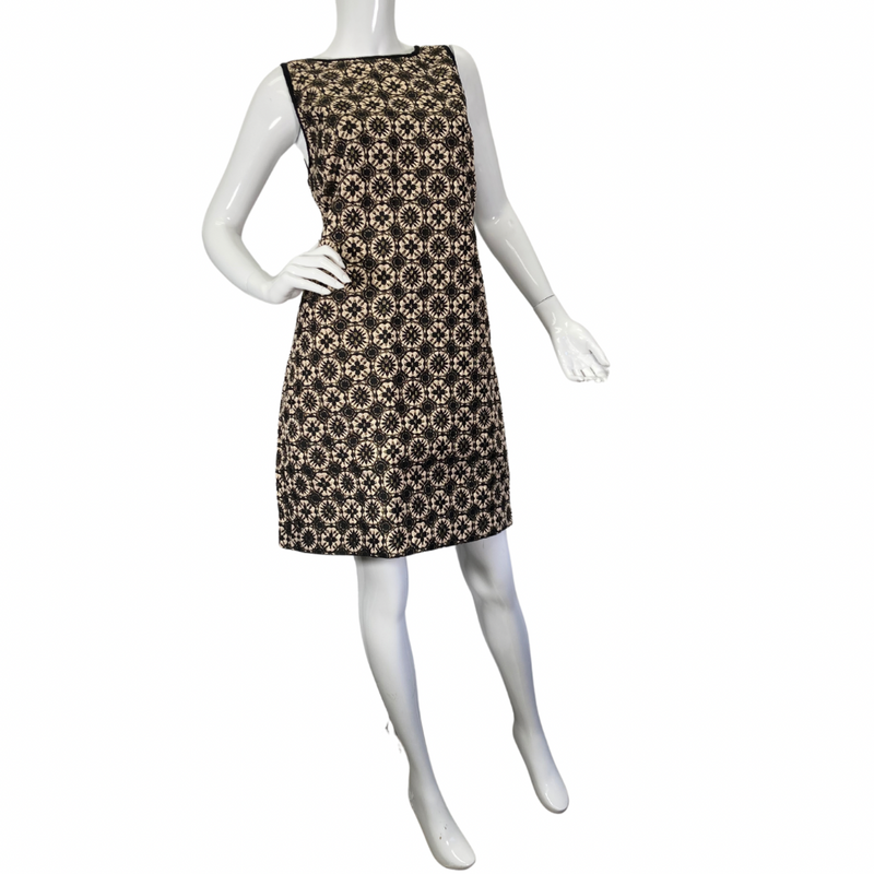 Load image into Gallery viewer, Max Studio Speciality Product striking metallic geometric flower dress full front view
