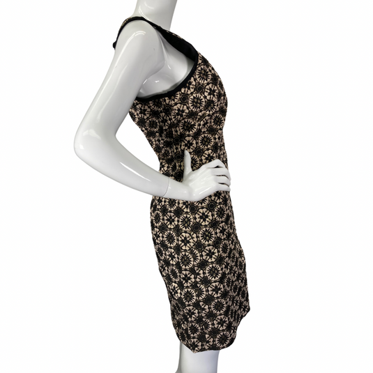 Max Studio Speciality Product striking metallic geometric flower dress side view