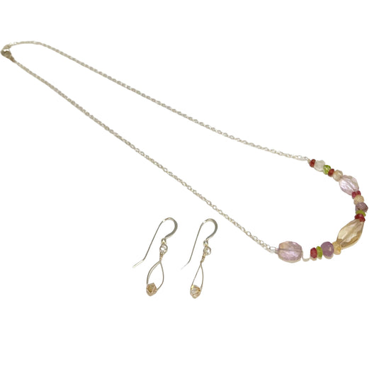 Gemstone Mix Necklace and Earring Set