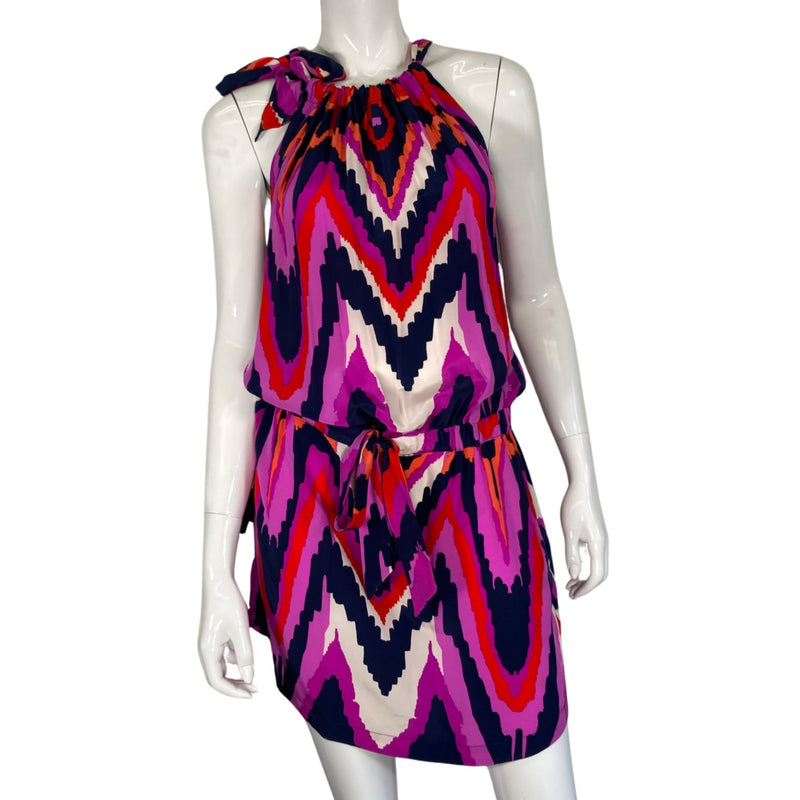 Load image into Gallery viewer, Alice Trixie Vibrant Halter-neck Dress front view on mannequin
