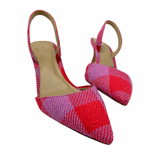 Ann Taylor vibrant Red & Pink Checkered Slingback Heels