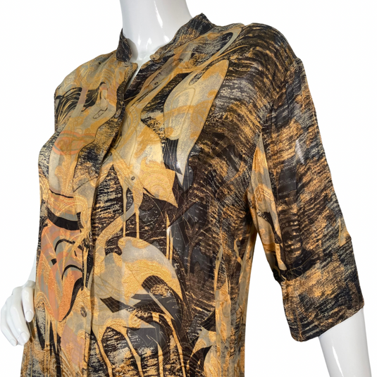 Citron Brown and Gold Flamingos Blouse