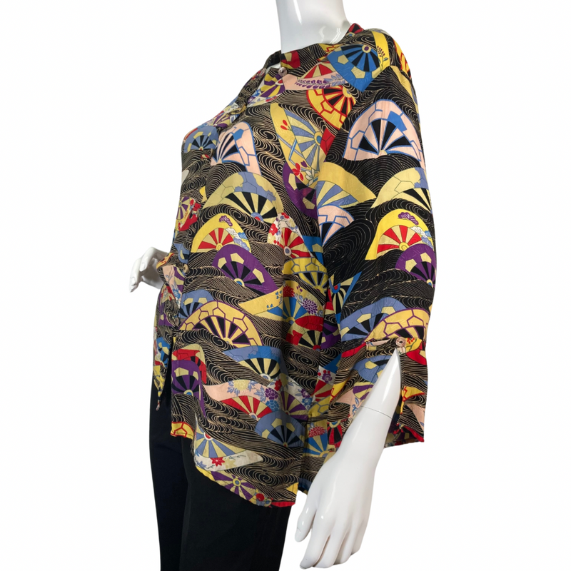 Load image into Gallery viewer, Citron Striking Abstract Colors and Patterns Blouse
