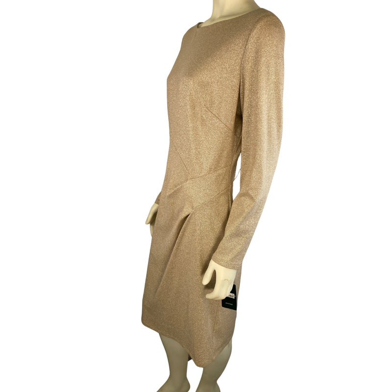 Load image into Gallery viewer, Lauren by Ralph Lauren Gold Dress on mannequin side view
