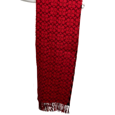 Coach Black and Red Monogram Scarf chic and intricate pattern of interlocking Coach monogram