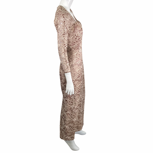 Elegant Vintage Rose Lace Dress side view 