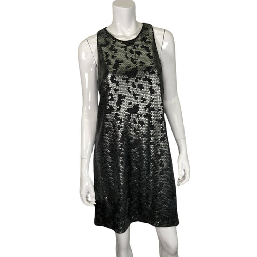 Laundry by Shelli Segal Gray Sequins Party Dress on mannequin front view