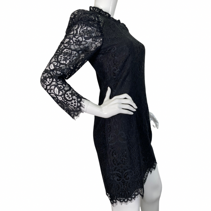 Load image into Gallery viewer, Lilly Pulitzer Elegant Mini Black Lace vintage-inspired dressDress side view
