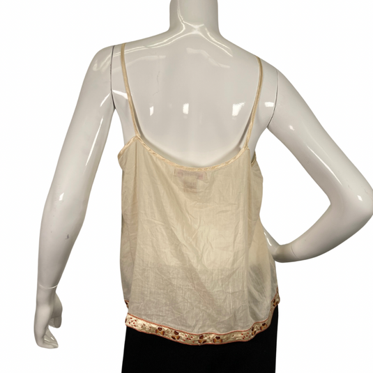 pre-loved delicate spaghetti-strap Free People Beige Boho Top backside view