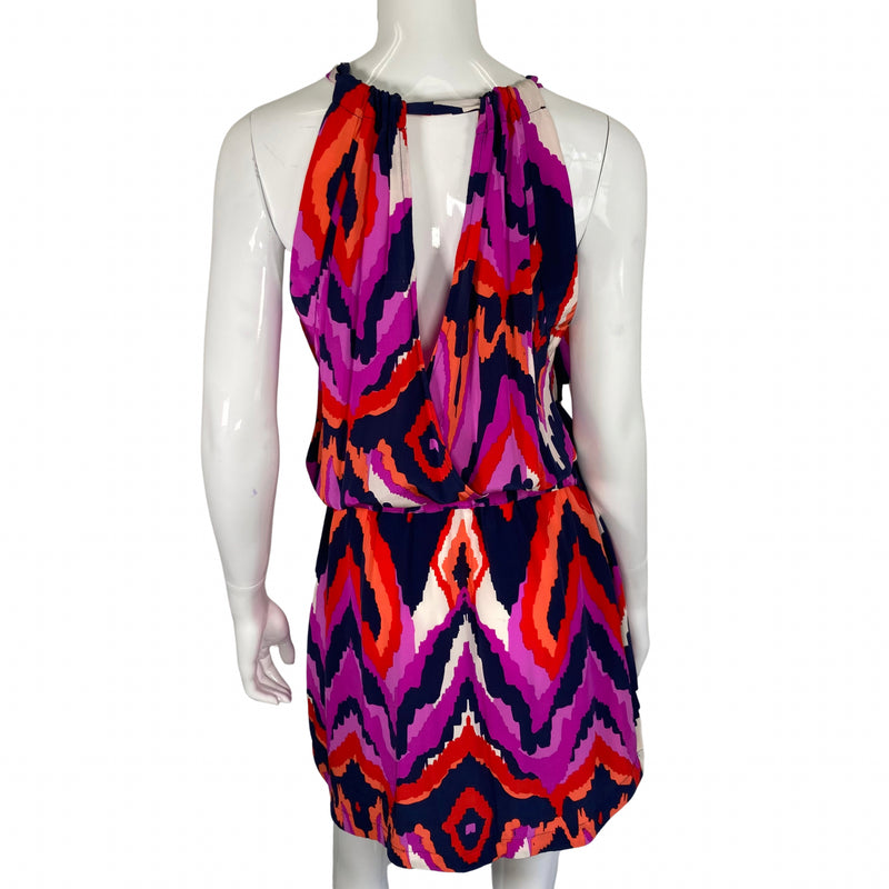 Load image into Gallery viewer, Alice Trixie Vibrant Halter-neck Dress opened back view 
