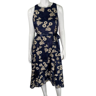 Donated Tahari Elegant Navy-blue Floral Dress front view