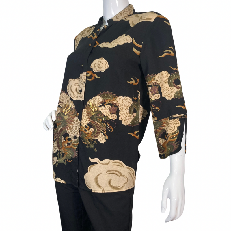 Load image into Gallery viewer, Citron Black Asian - Inspired Dragon Blouse
