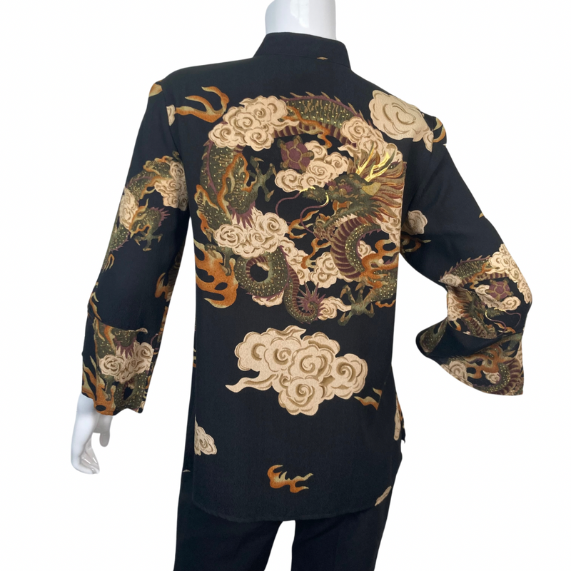 Load image into Gallery viewer, Citron Black Asian - Inspired Dragon Blouse
