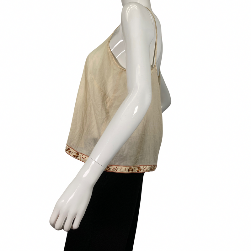 Load image into Gallery viewer, pre-loved delicate spaghetti-strap Free People Beige Boho Top
