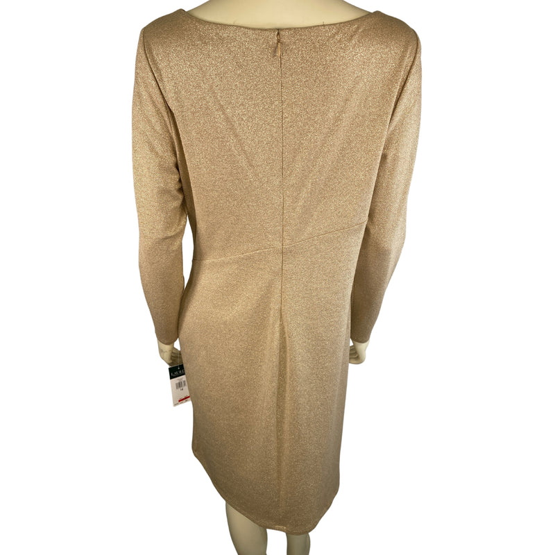 Load image into Gallery viewer, Lauren by Ralph Lauren Gold Dress on mannequin back view
