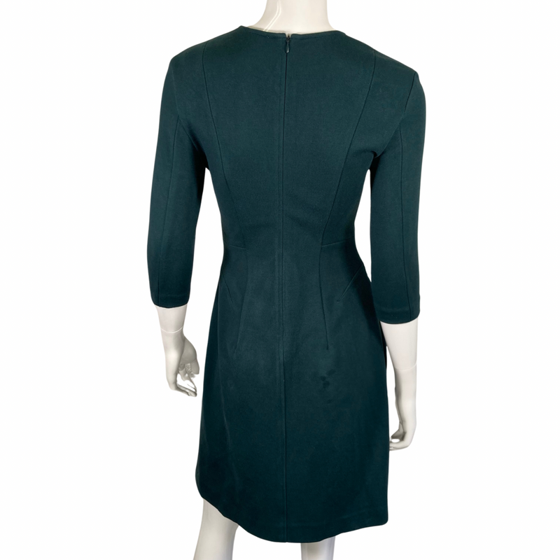 Load image into Gallery viewer, elegant and versatile stunning preloved MM Lafleur Opal Green Dress that redefines classic chic, backside view
