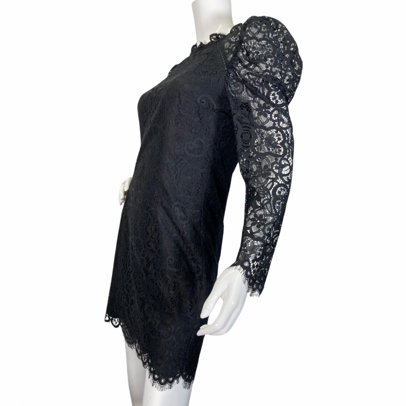 Load image into Gallery viewer, Lilly Pulitzer Elegant Mini Black Lace vintage-inspired dressDress side view
