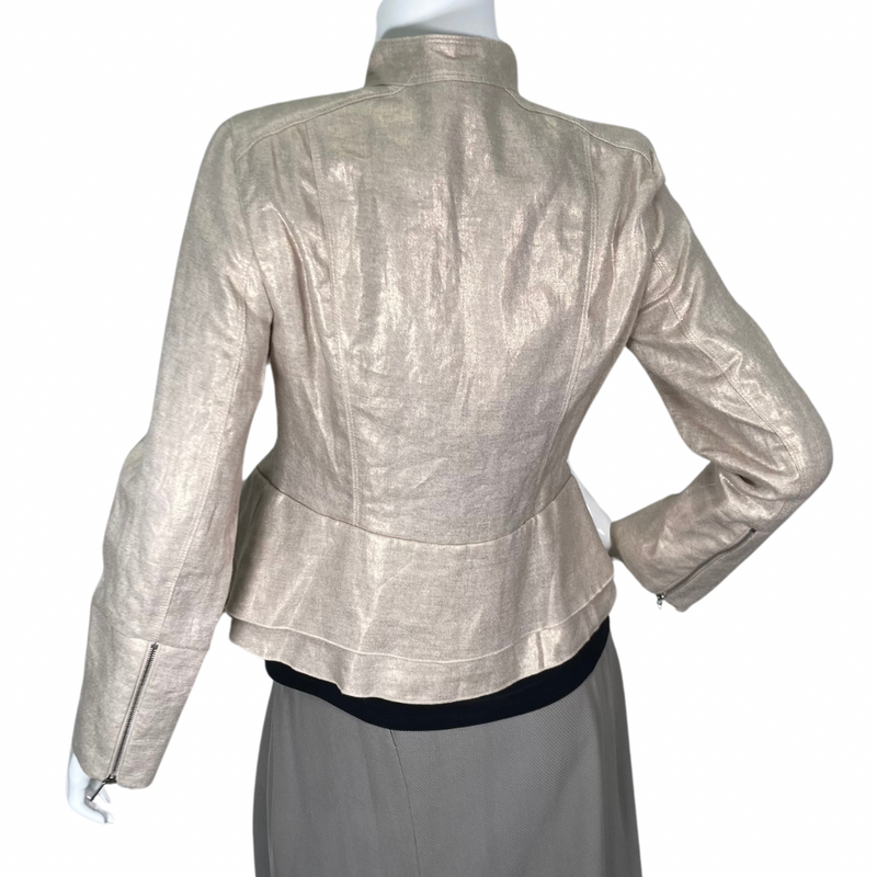 Load image into Gallery viewer, Per Se by Carlise Golden Shimmer Blazer-Jacket backside view
