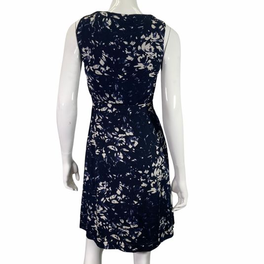 Tory Burch White Floral on Navy-blue Dress backside view