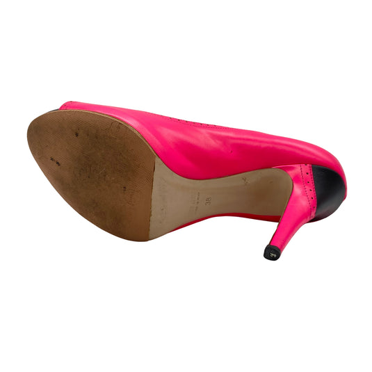 Miu Miu Hot Pink Pump Heels full bottom view right