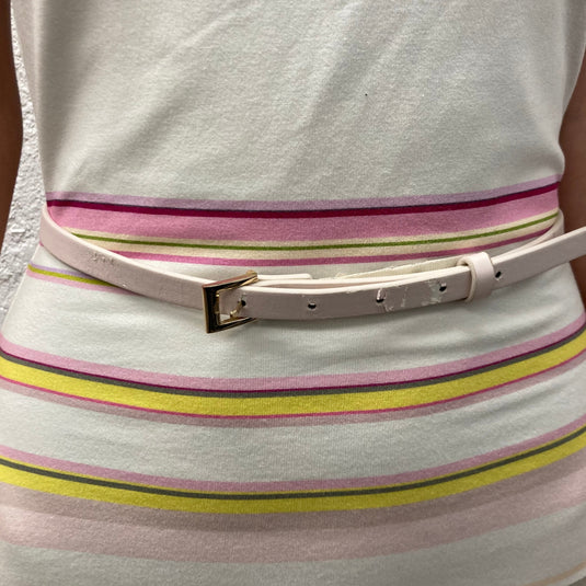 Ted Baker White Striped Midi Dress detailed belt view