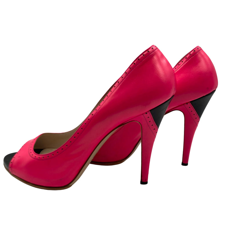 Load image into Gallery viewer, Miu Miu Hot Pink Pump Heels side view left
