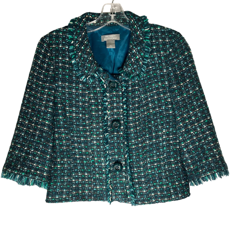 Load image into Gallery viewer, Navy and Green Wool Skirt and Blazer Set (S)
